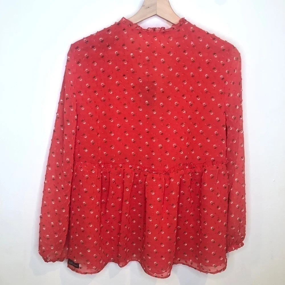 Matilda Jane Red Floral V Neck Size  Small - Picture 4 of 14
